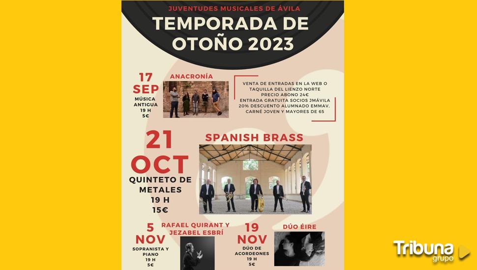 Programación de Otoño de Juventudes Musicales de Ávila