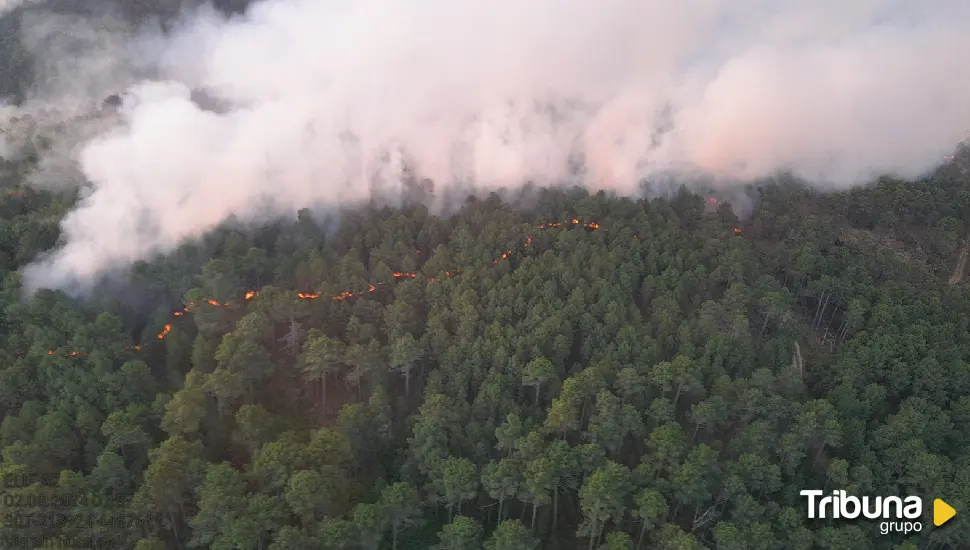 Un incendio con cinco focos pone en jaque El Hornillo